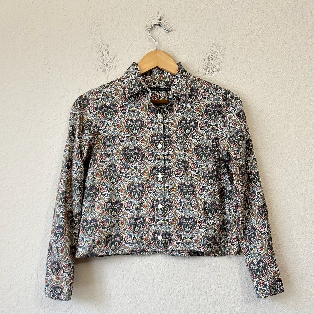 SPICK AND SPAN Shirt Multi Paisley Cropped Button Up Long Sleeve Japan